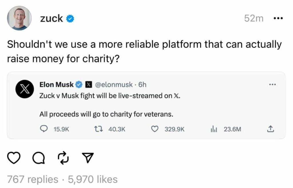 Mark Zuckerberg Mempertanyakan Donasi Elon Musk Untuk Veteran