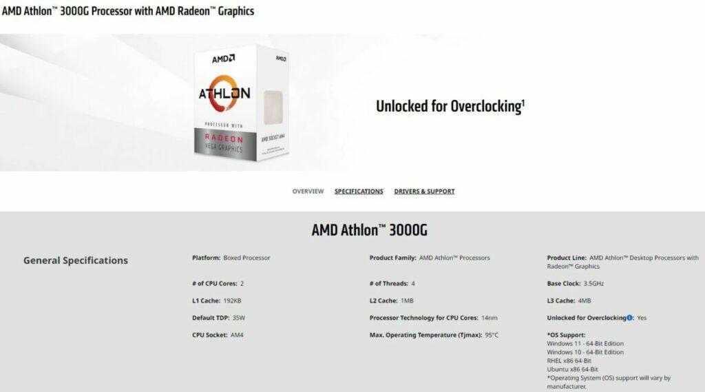 Prosesor Amd Athlon 3000g 35w