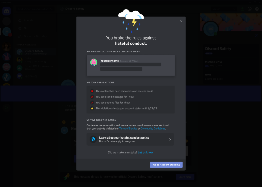 Невидимое предупреждение Дискорд. Discord warns pattern.